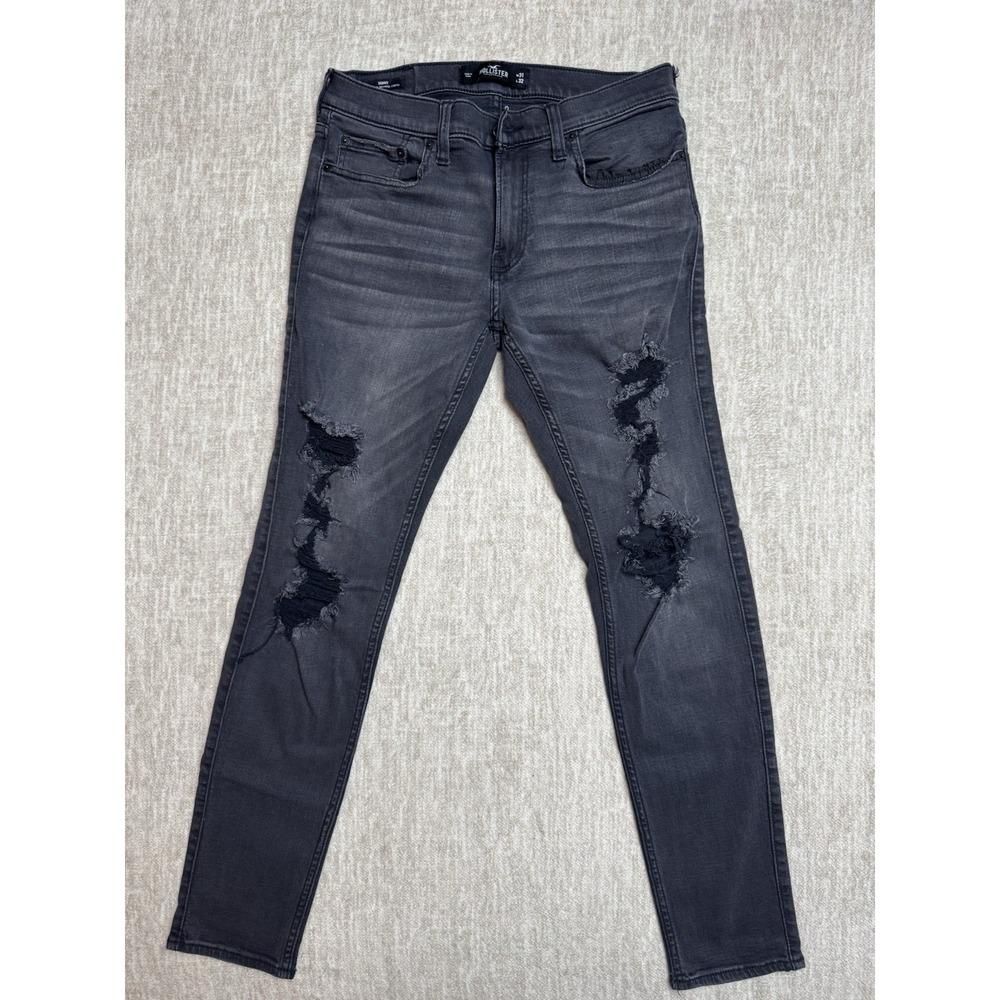 Hollister Advanced Stretch Skinny Ripped Jeans Light Black Men Size 31 Inseam 32